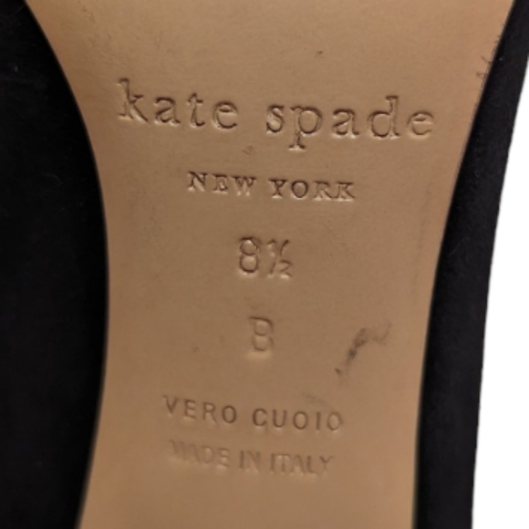 Kate Spade Black Suede Heel Size 8.5 Classic Pumps Formal Dress Point Toe Shoes - Picture 4 of 4